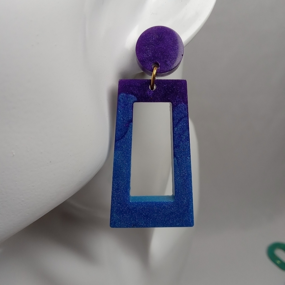 Purple and Blue Geometric Earrings
